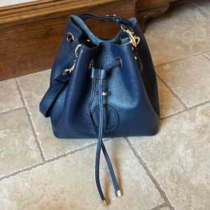 Valentino by Mario Valentino Navy Logo Leather Bucket Bag